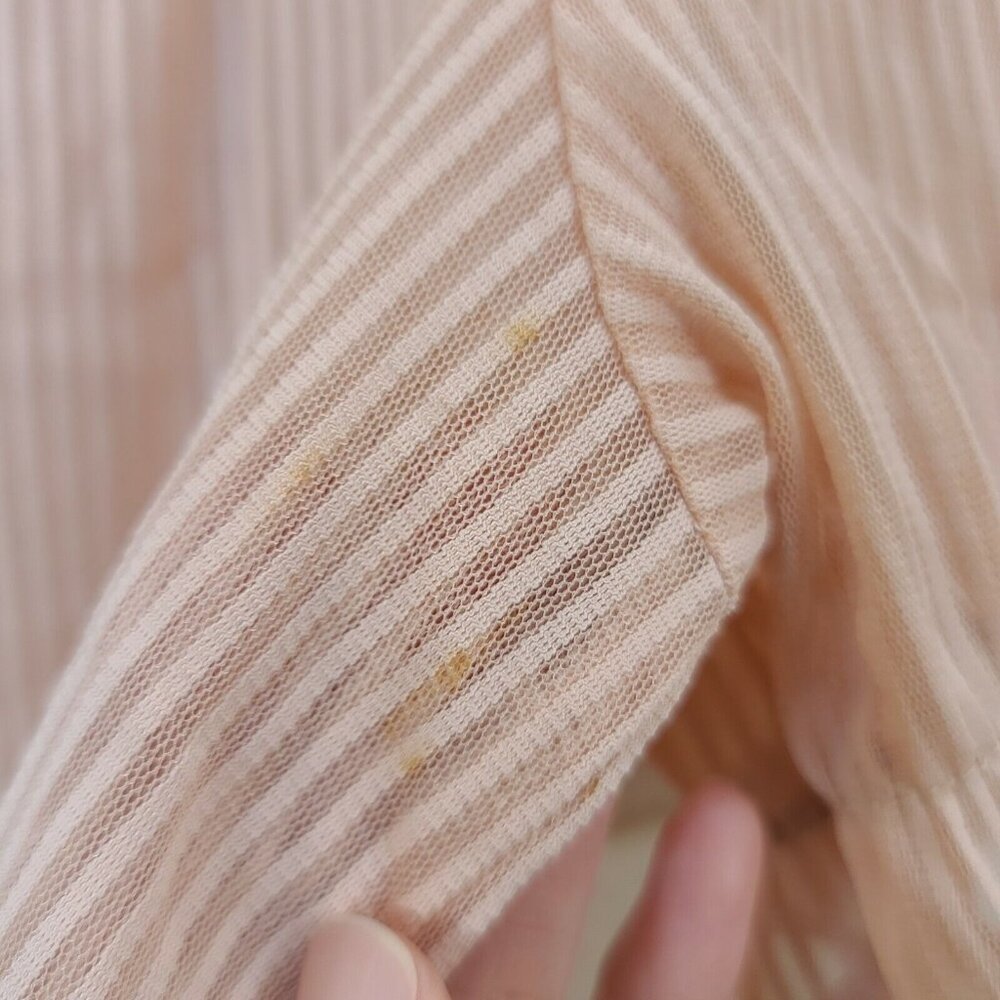Story On Shirt Women Medium Pink Stripe Popover Sheer Peasant Boho Casual Summer - Picture 3 of 12